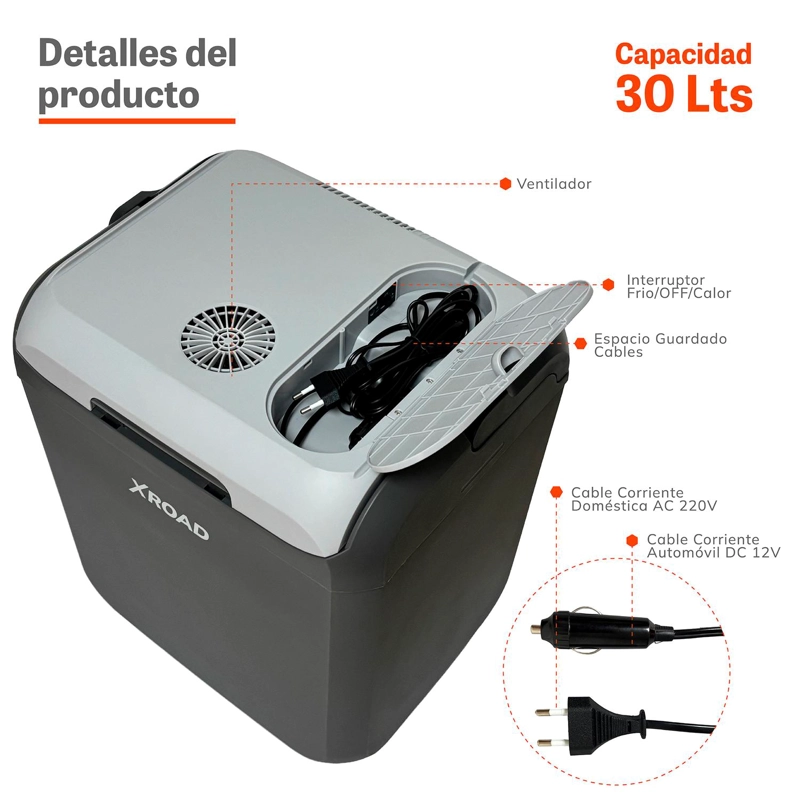 COOLER ELE CTRICO PORTATIL 30 LTS GRIS 12V XROAD - 4