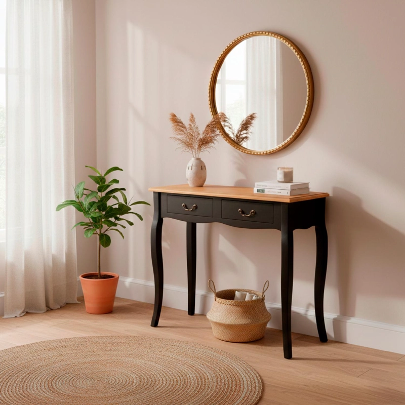 ARRIMO DE MADERA CHYRSA NEGRO 87X34X78 CM ATMOSPHERA - 2