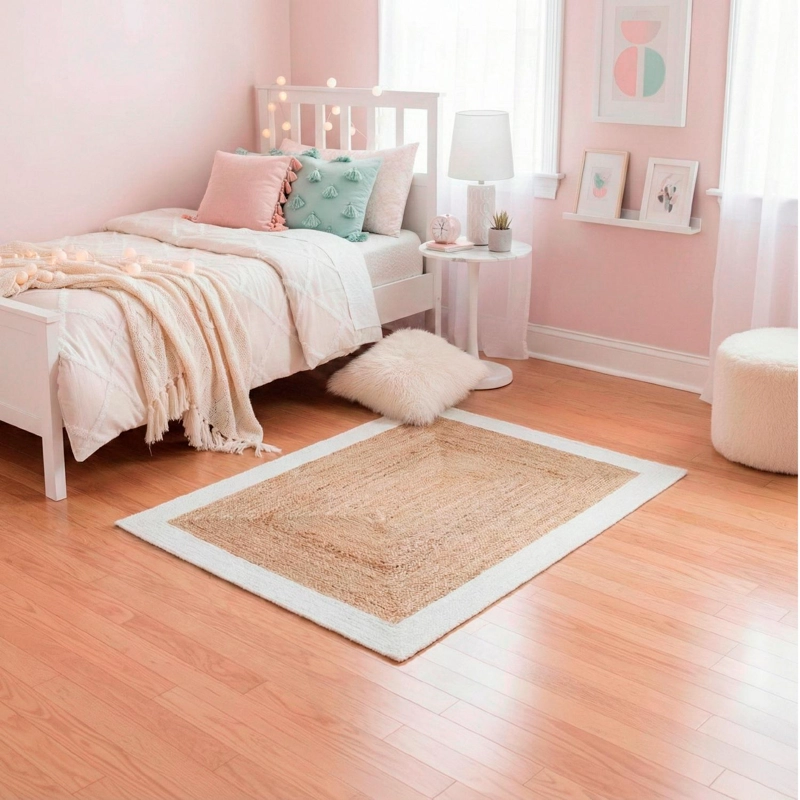 ALFOMBRA DE YUTE RECTANGULAR BORDE BLANCO 170X120 CM ATMOSPHERA - 4