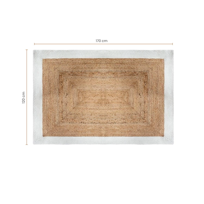 ALFOMBRA DE YUTE RECTANGULAR BORDE BLANCO 170X120 CM ATMOSPHERA - 5