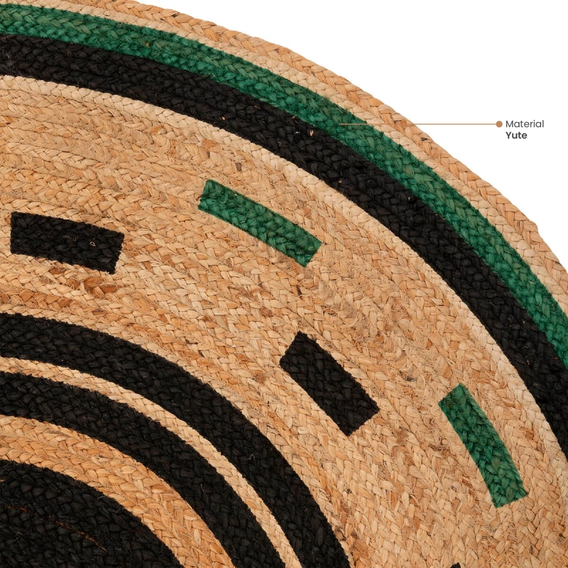 ALFOMBRA DE YUTE REDONDA BORDE NEGRO VERDE 118 CM ATMOSPHERA - 3