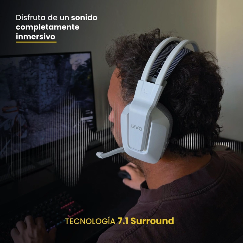 AUDIFONO GAMER INALAMBRICO ZENIT ELITE BLUETOOTH RGB BL LEVO - 2