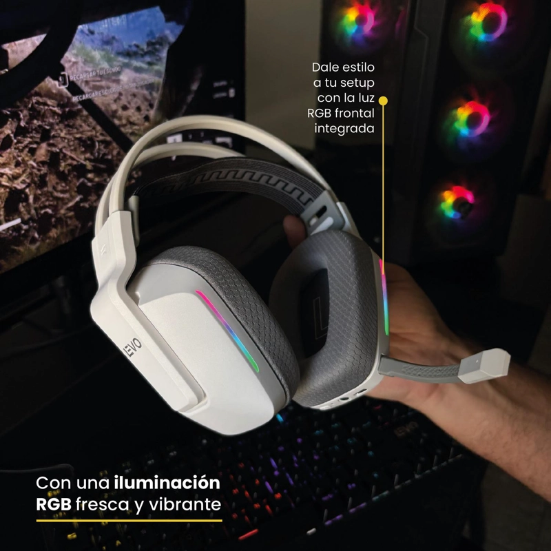 AUDIFONO GAMER INALAMBRICO ZENIT ELITE BLUETOOTH RGB BL LEVO - 5