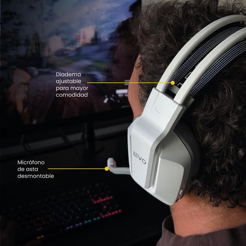 AUDIFONO GAMER INALAMBRICO ZENIT ELITE BLUETOOTH RGB BL LEVO - 6