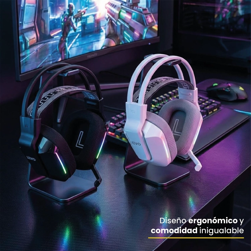 AUDIFONO GAMER INALAMBRICO ZENIT ELITE BLUETOOTH RGB BL LEVO - 7