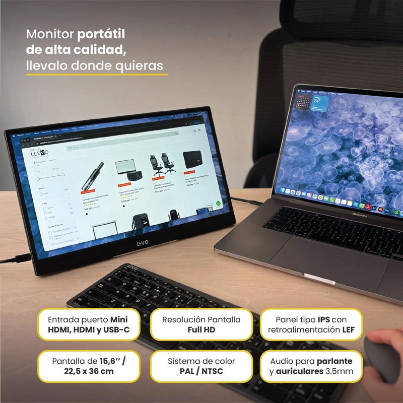 PANTALLA MONITOR PORTATIL 15.6 LED FULL HD NEXVIEW LEVO - 4