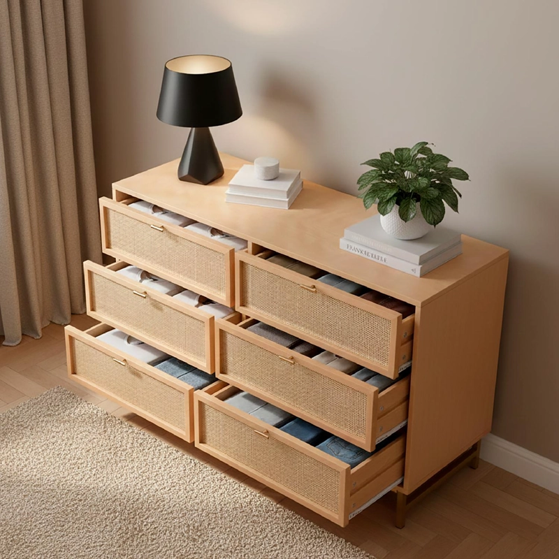 COMODA DOBLE RATAN 6 CAJONES 120X40X74,5 CM ATMOSPHERA - 4