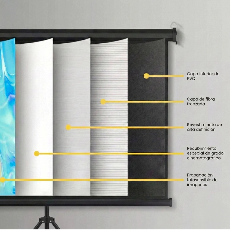 TELON PROYECTOR 80 PULGADAS 165 X 125 CM NEGRO LEVO - 6