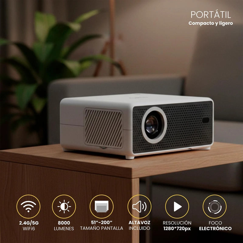 PROYECTOR PORTATIL HEXA 8000LM + TELON 80' LEVO - 3
