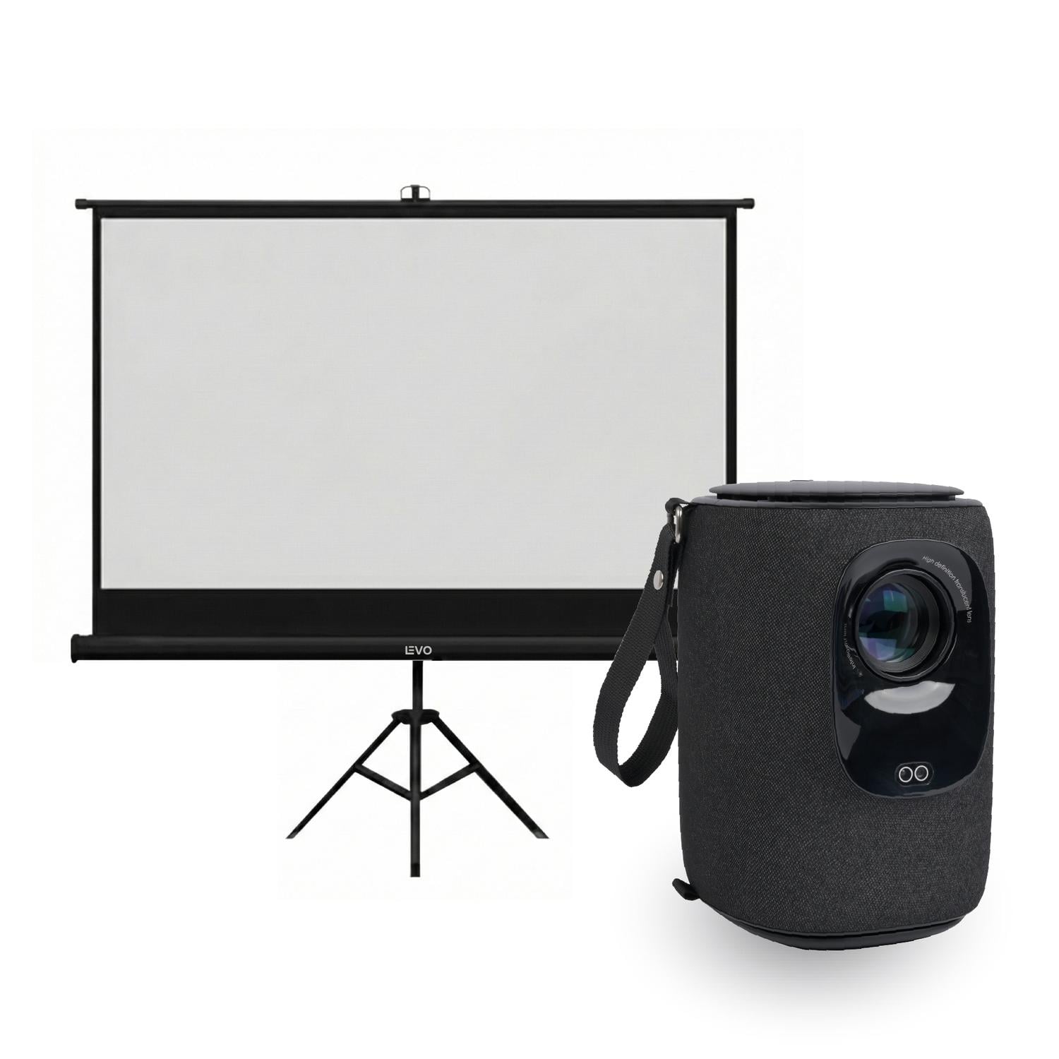 PROYECTOR PORTATIL NOVA 9000LM + TELON 80' NEGRO LEVO