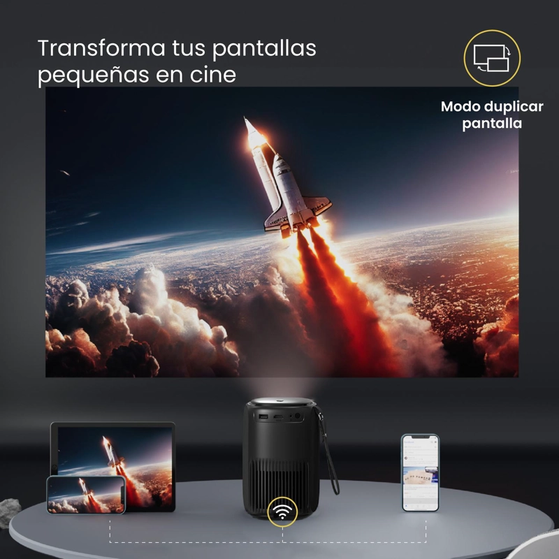 PROYECTOR PORTATIL NOVA 9000LM + TELON 80' NEGRO LEVO - 4