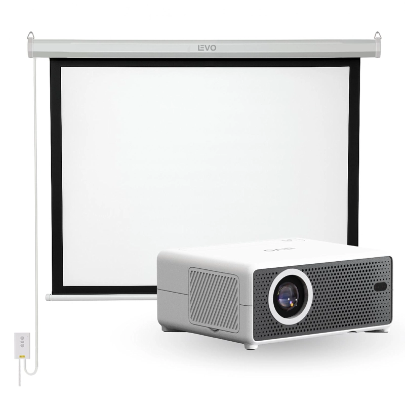 PROYECTOR PORTATIL HEXA 8000LM + TELON ELE CTRICO 100' LEVO
