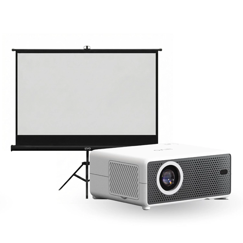 PROYECTOR PORTATIL HEXA 8000LM + TELON 60' NEGRO LEVO