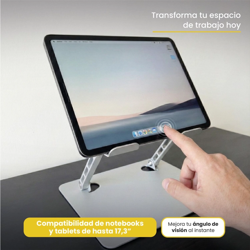 SOPORTE BASE ALZADOR NOTEBOOK PLEGABLE AJUSTABLE GRIS LEVO - 3