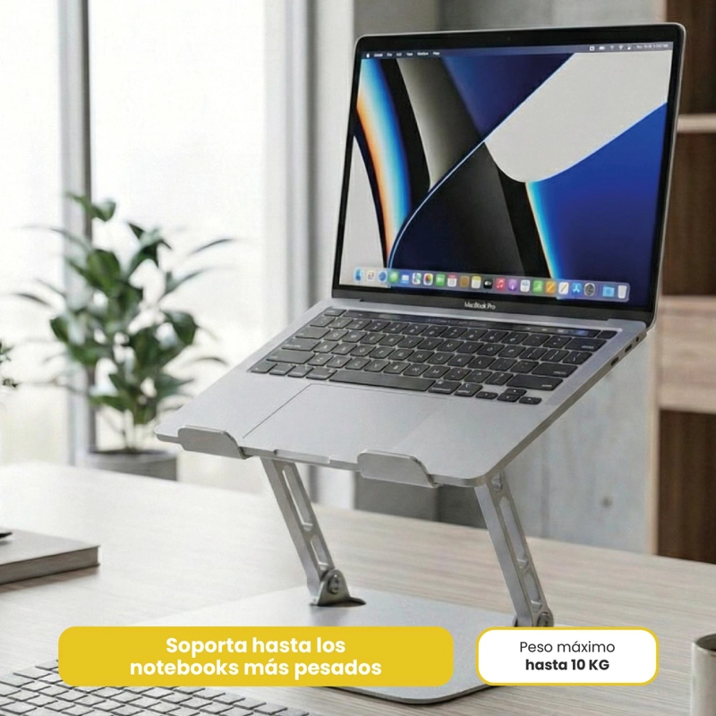 SOPORTE BASE ALZADOR NOTEBOOK PLEGABLE AJUSTABLE GRIS LEVO - 6