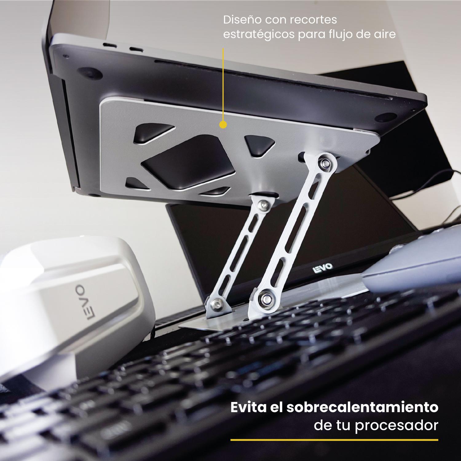 SOPORTE BASE ALZADOR NOTEBOOK PLEGABLE AJUSTABLE GRIS LEVO - 7