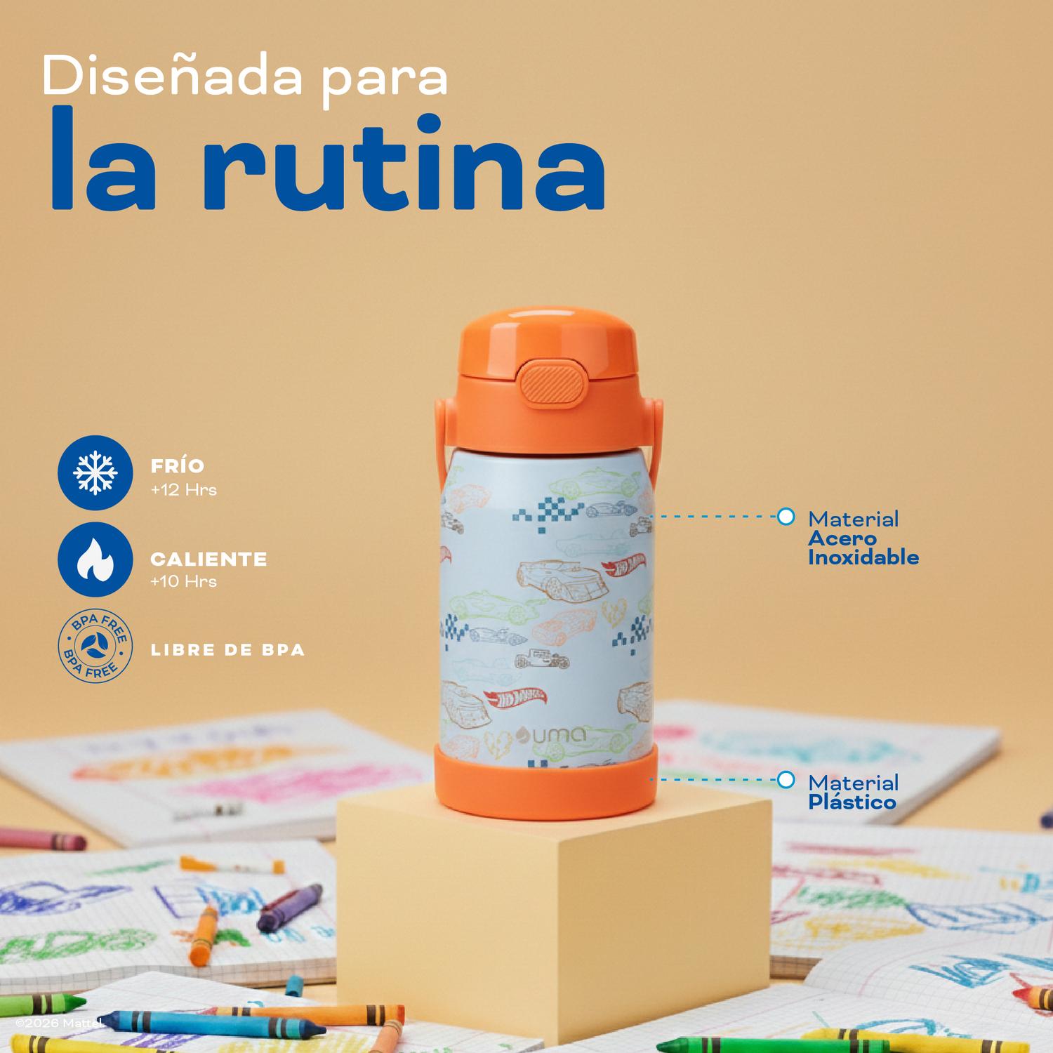 BOTELLA TE RMICA NIÑOS HOT WHEELS CLASS 450ML ACERO INOX UMA - 4