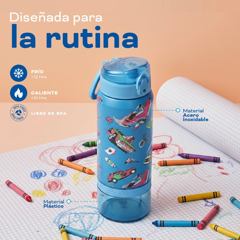 BOTELLA TE RMICA NIÑOS HOT WHEELS FAST 2 EN 1 590ML ACERO INOX UMA - 4