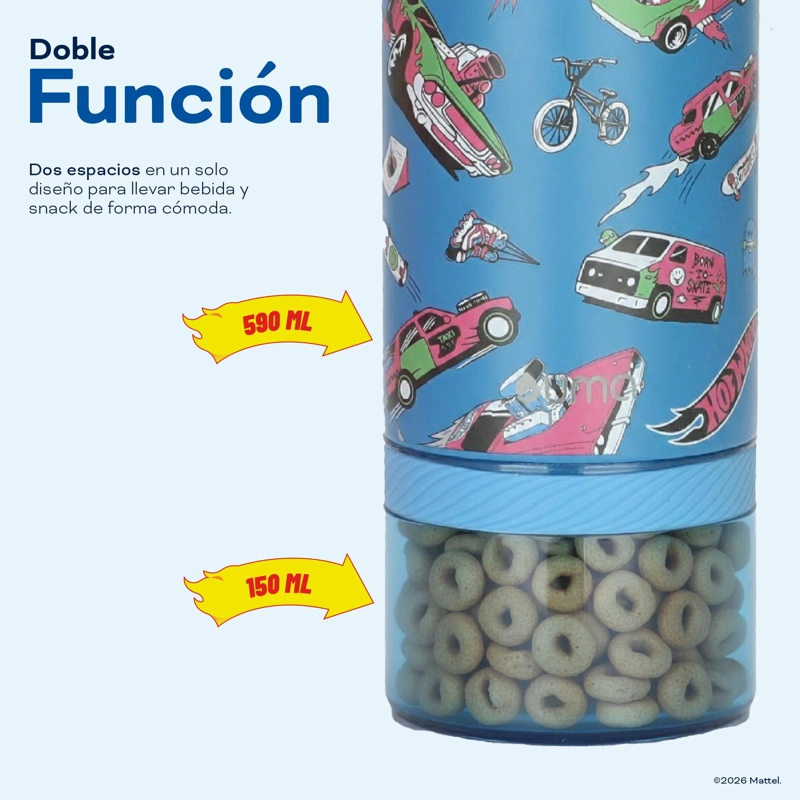 BOTELLA TE RMICA NIÑOS HOT WHEELS FAST 2 EN 1 590ML ACERO INOX UMA - 5