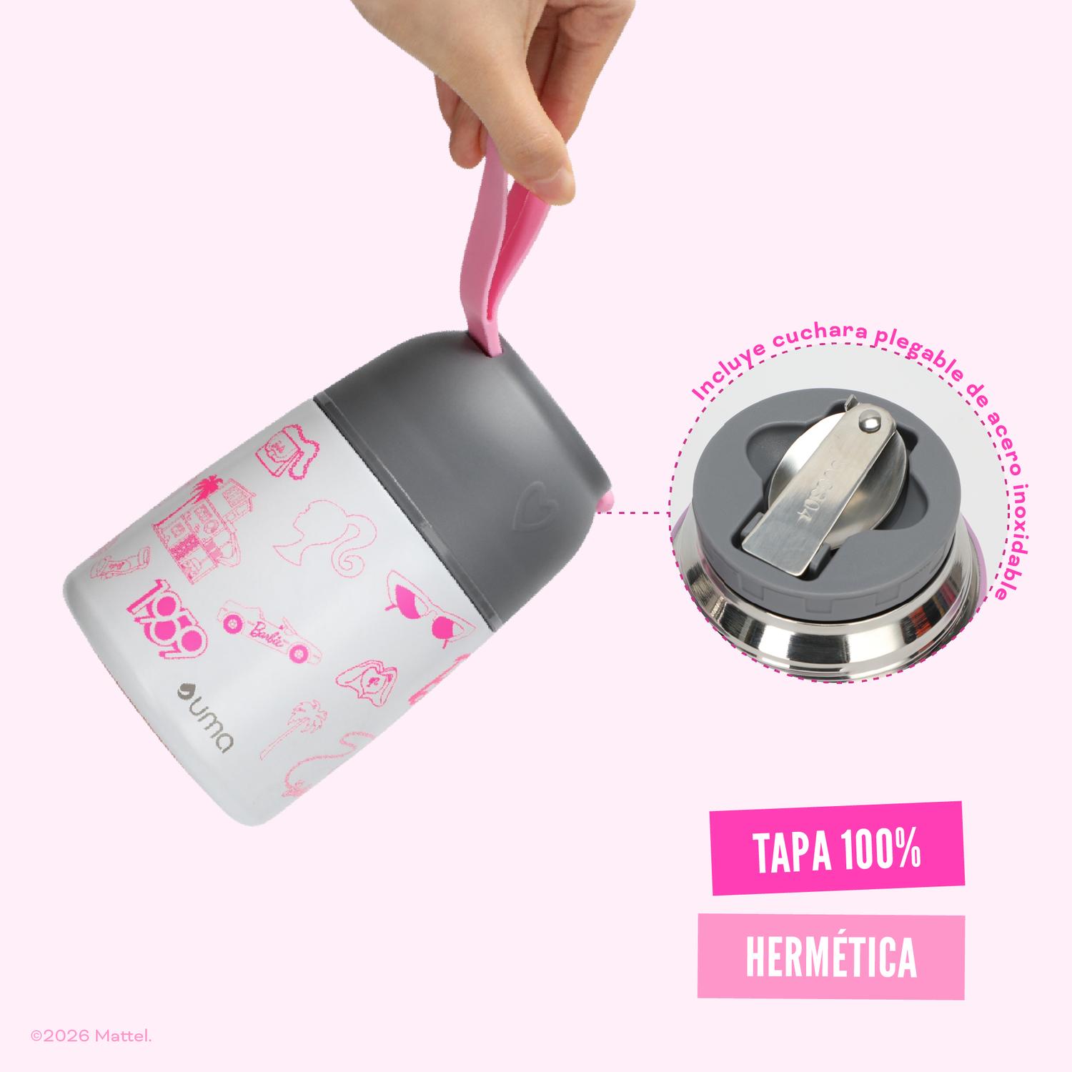 TERMO COMIDA BARBIE FUN + CUCHARA 450ML ACERO INOX UMA - 3
