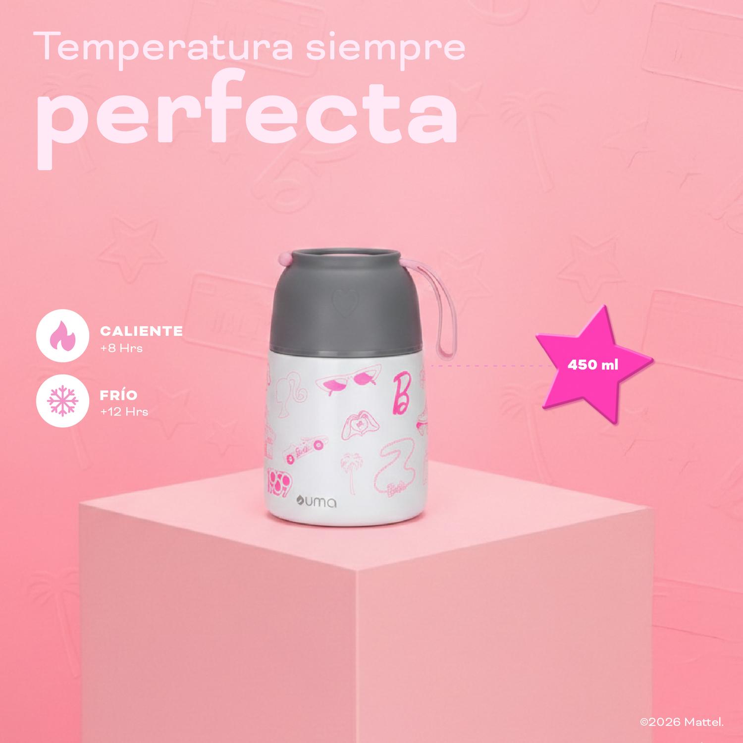 TERMO COMIDA BARBIE FUN + CUCHARA 450ML ACERO INOX UMA - 4