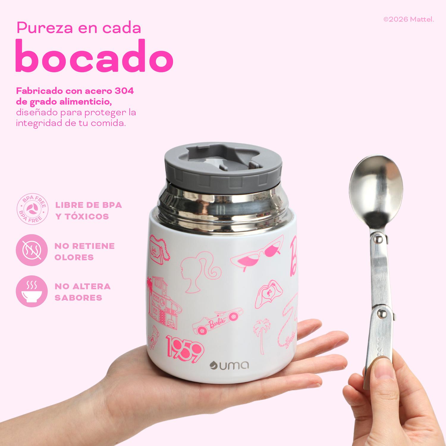 TERMO COMIDA BARBIE FUN + CUCHARA 450ML ACERO INOX UMA - 5