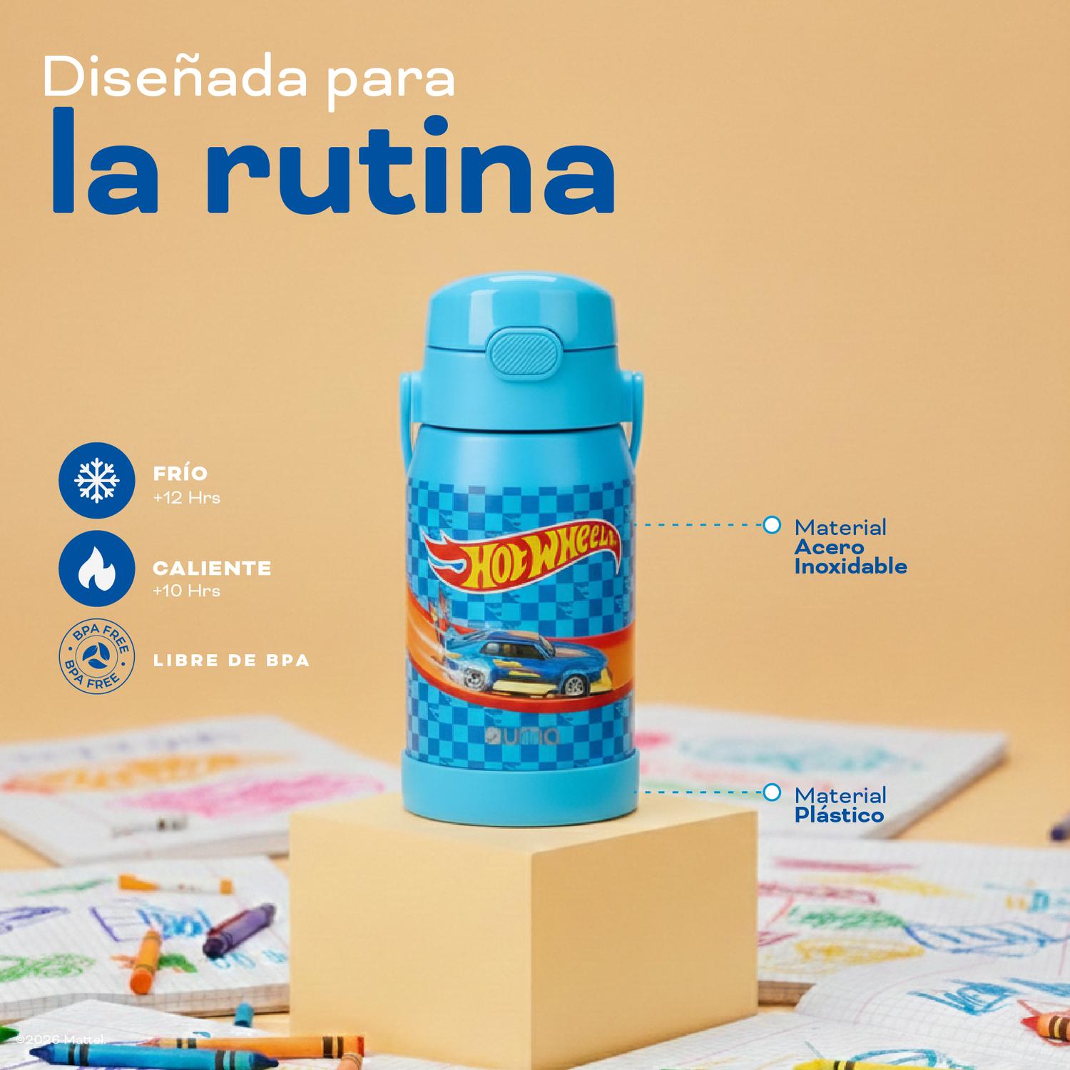 BOTELLA TE RMICA NIÑOS HOT WHEELS RACE 450ML ACERO INOX UMA - 4