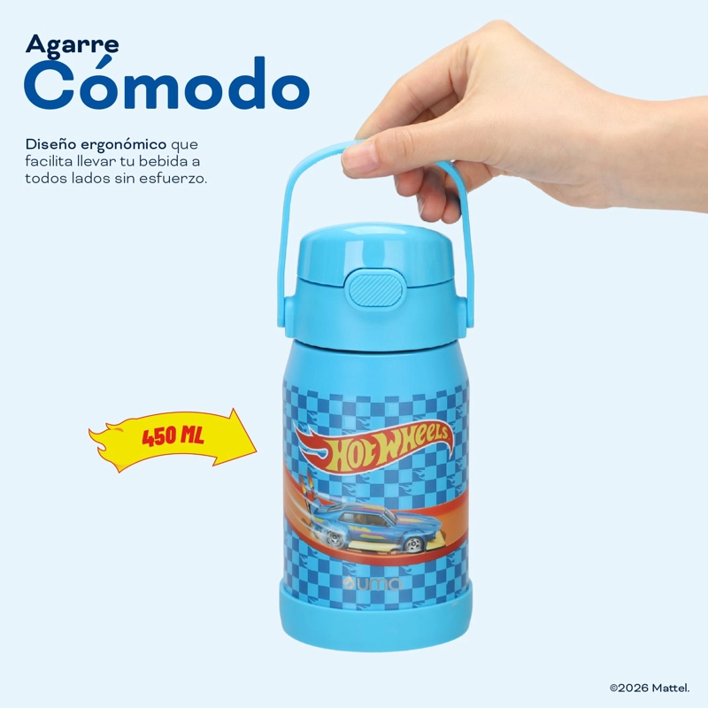 BOTELLA TE RMICA NIÑOS HOT WHEELS RACE 450ML ACERO INOX UMA - 5