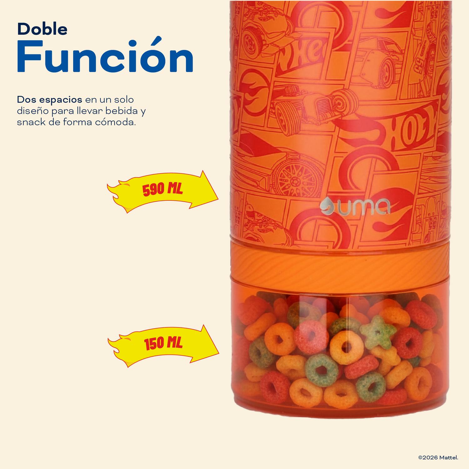 BOTELLA TE RMICA NIÑOS HOT WHEELS COMIC 2 EN 1 590ML ACERO INOX UMA - 5