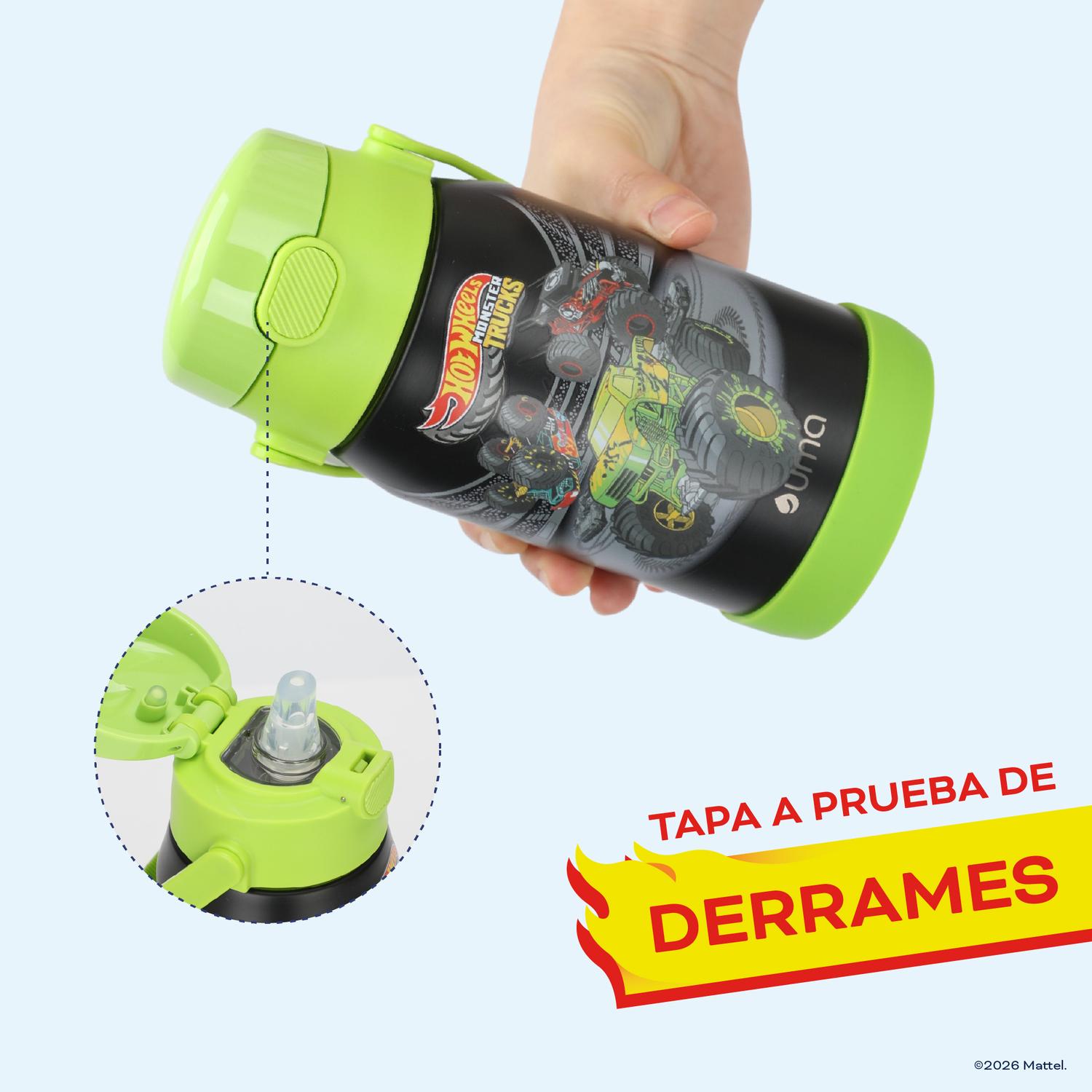 BOTELLA TE RMICA NIÑOS HOT WHEELS TRUCKS 450ML ACERO INOX UMA - 3