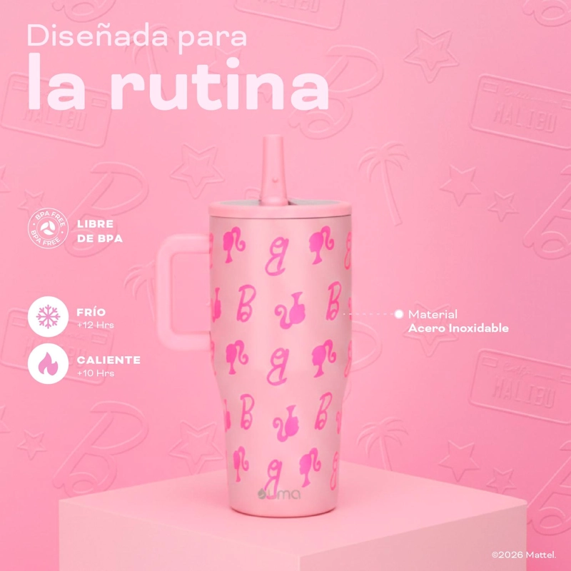 VASO TE RMICO TUMBLER MUG BARBIE VIBES 590ML ACERO INOX UMA - 4