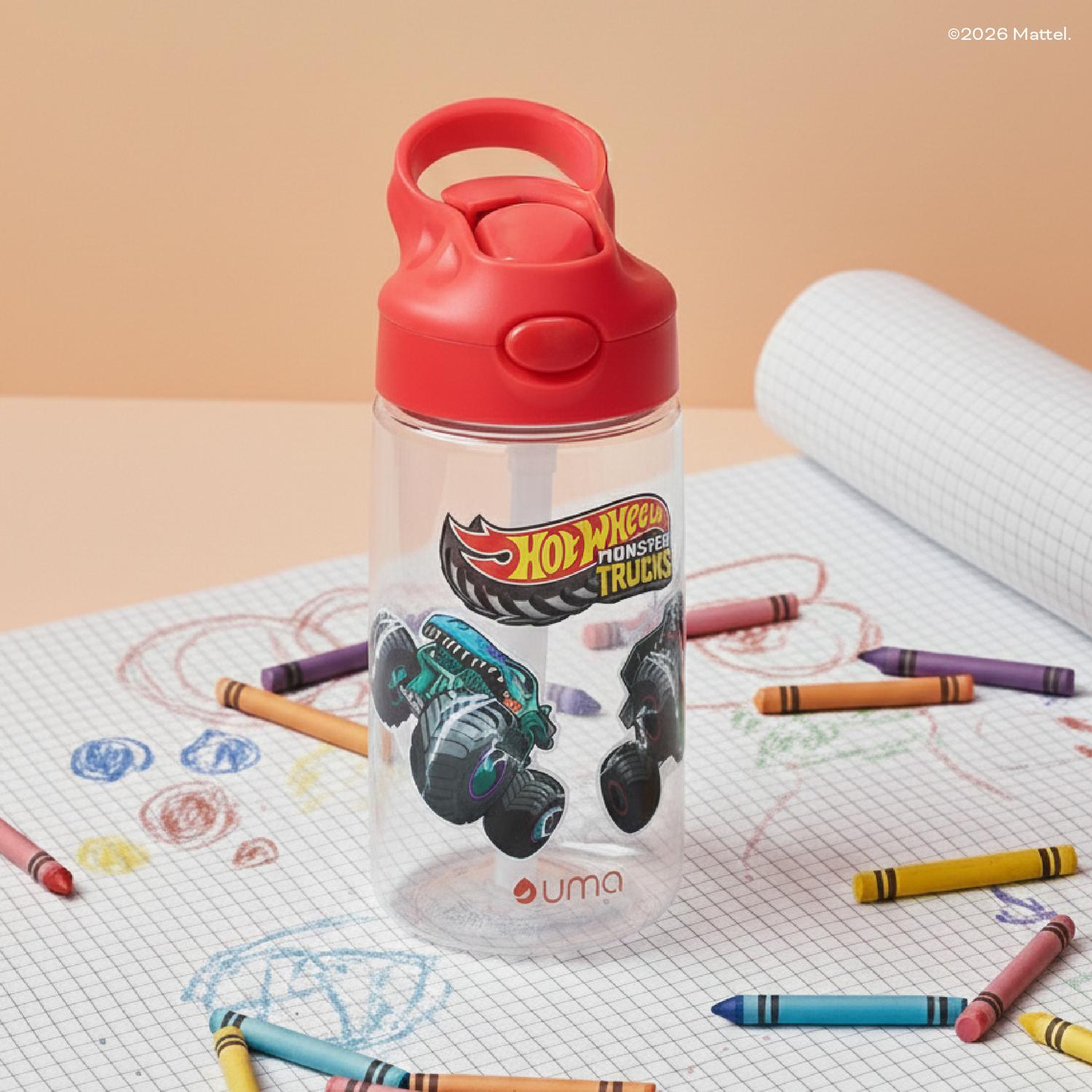BOTELLA AGUA NIÑOS HOT WHEELS MONSTER TRUCK 420ML CON BOMBILLA UMA - 2