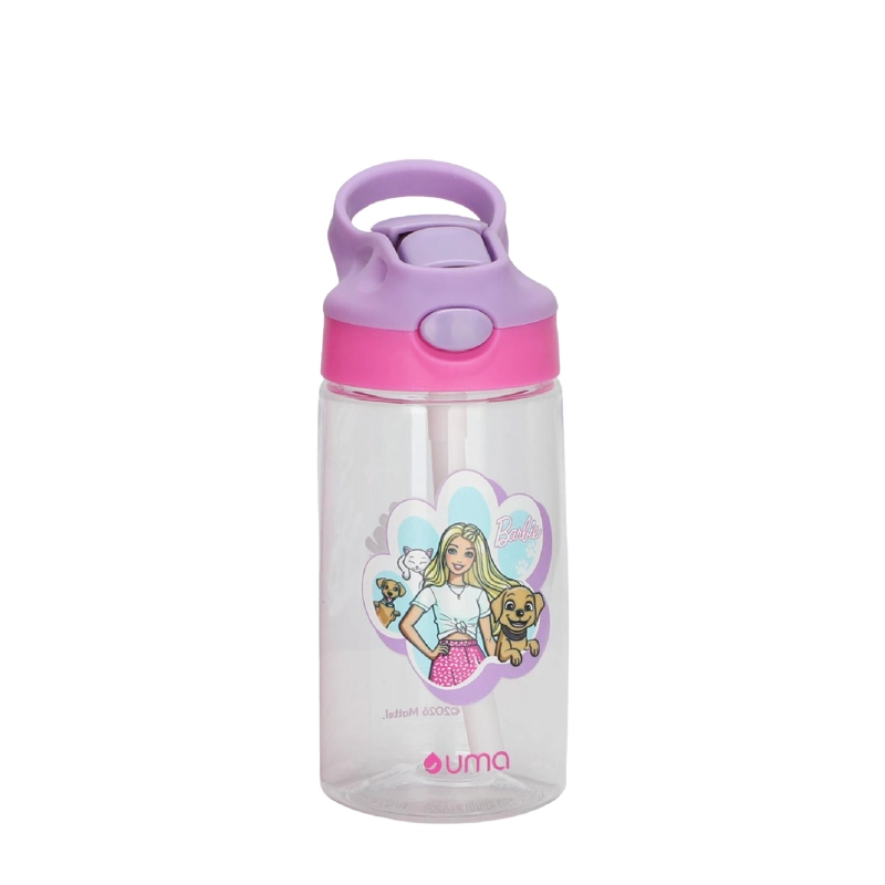 BOTELLA AGUA NINOS BARBIE & PETS 420ML CON BOMBILLA UMA