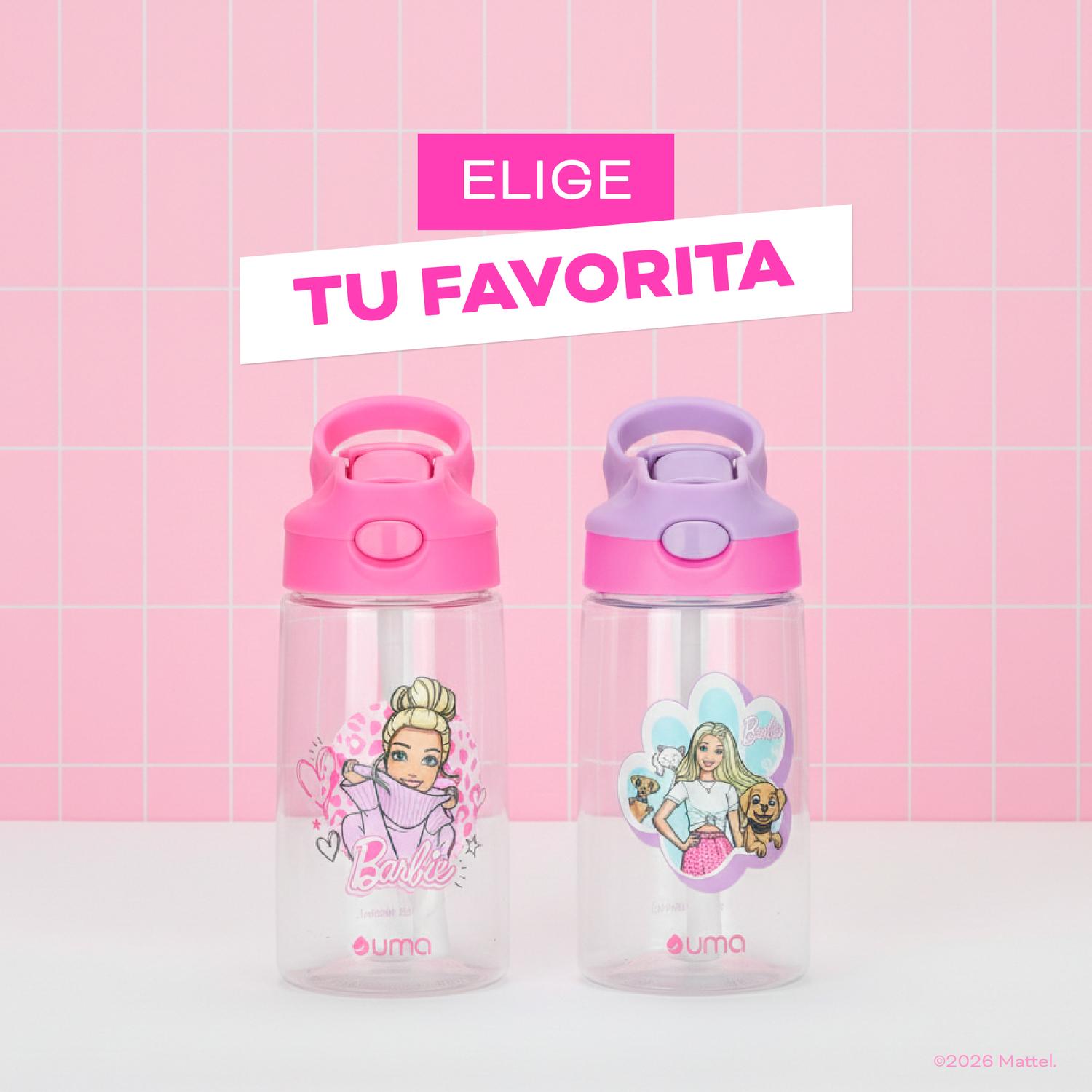 BOTELLA AGUA NIÑOS BARBIE LOVE 420ML CON BOMBILLA UMA - 8