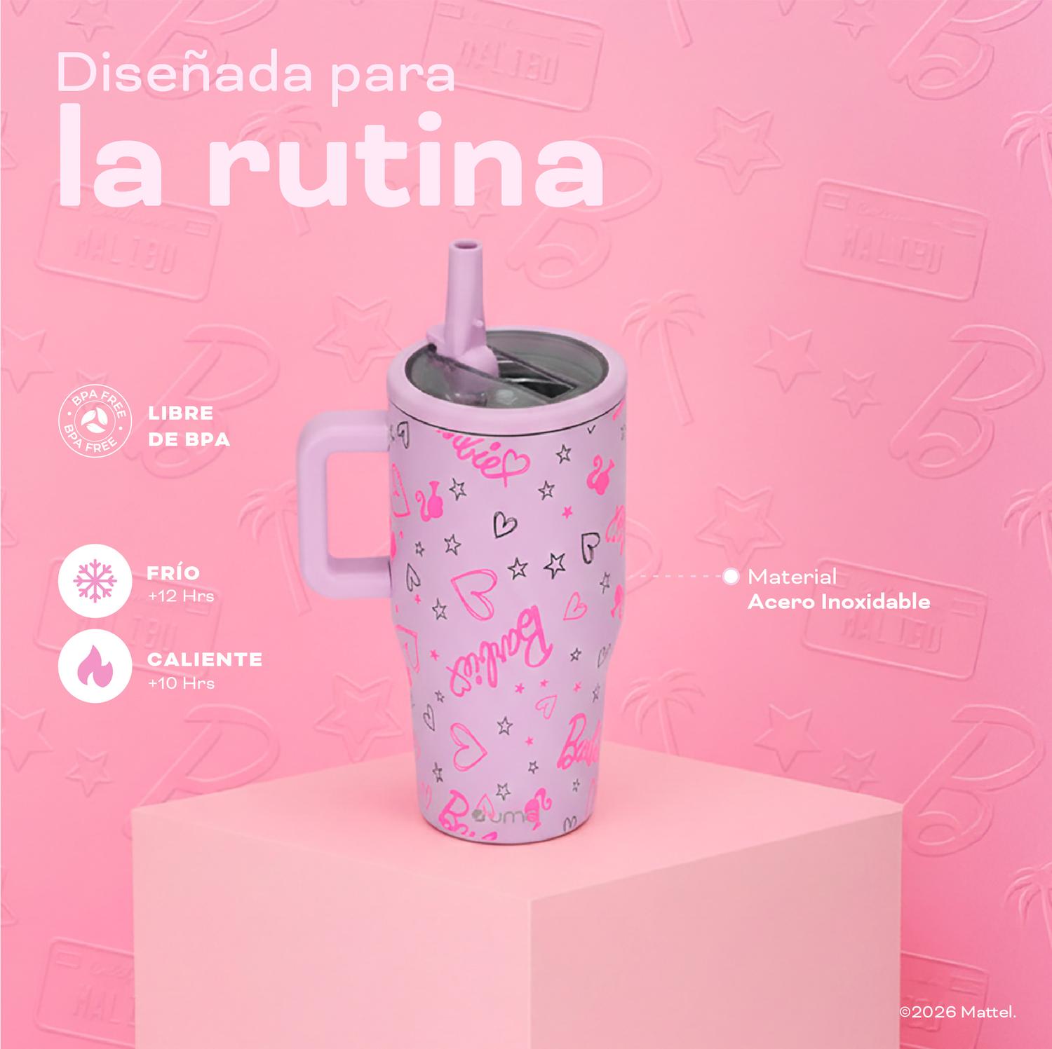 VASO TE RMICO TUMBLER MUG BARBIE LOVE 590ML ACERO INOX UMA - 4