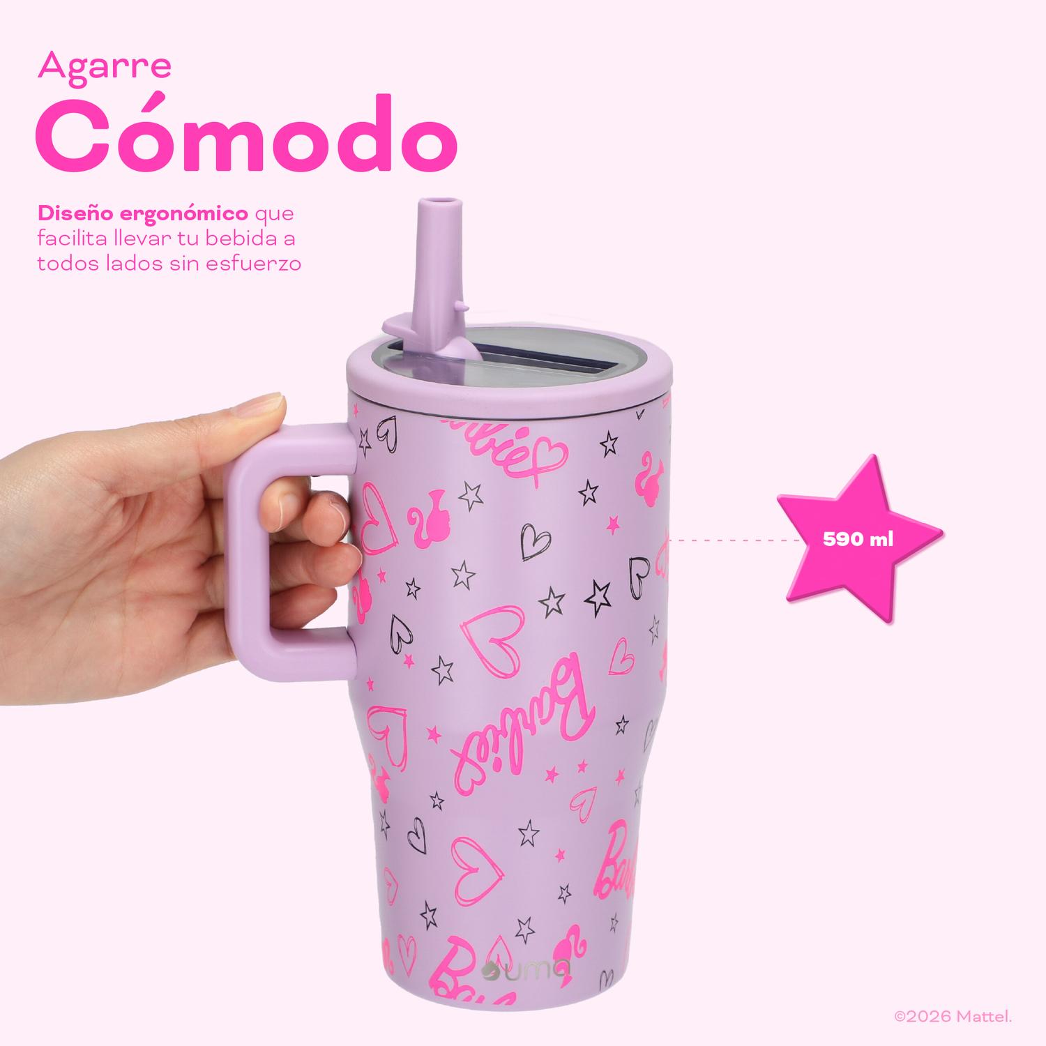 VASO TE RMICO TUMBLER MUG BARBIE LOVE 590ML ACERO INOX UMA - 5