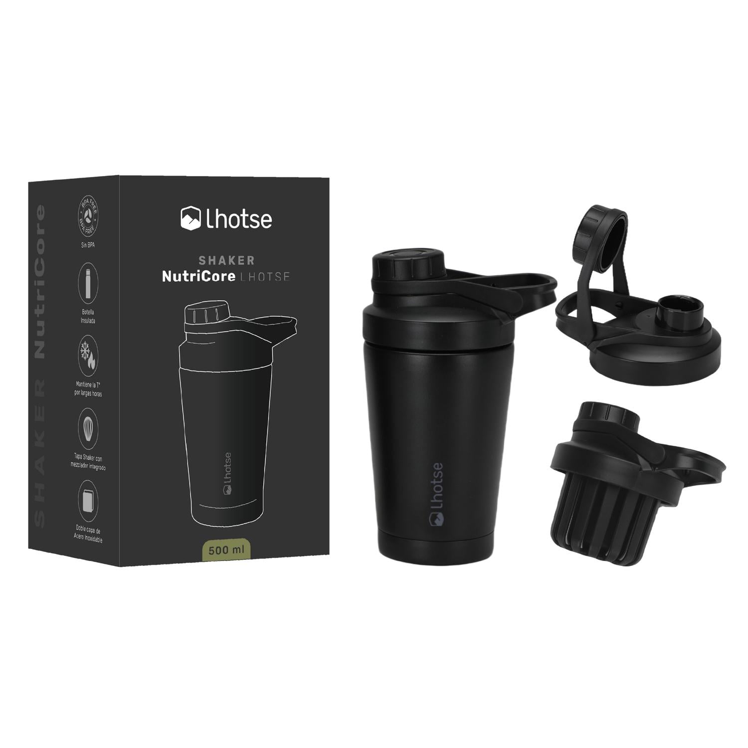 SHAKER VASO PROTEINA ACERO INOX NUTRICORE 500ML SET X2 - 7