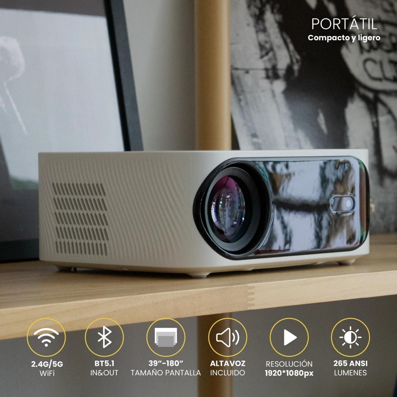 PROYECTOR PORTATIL ORION 12000LM + TELON 100' NEGRO LEVO - 3