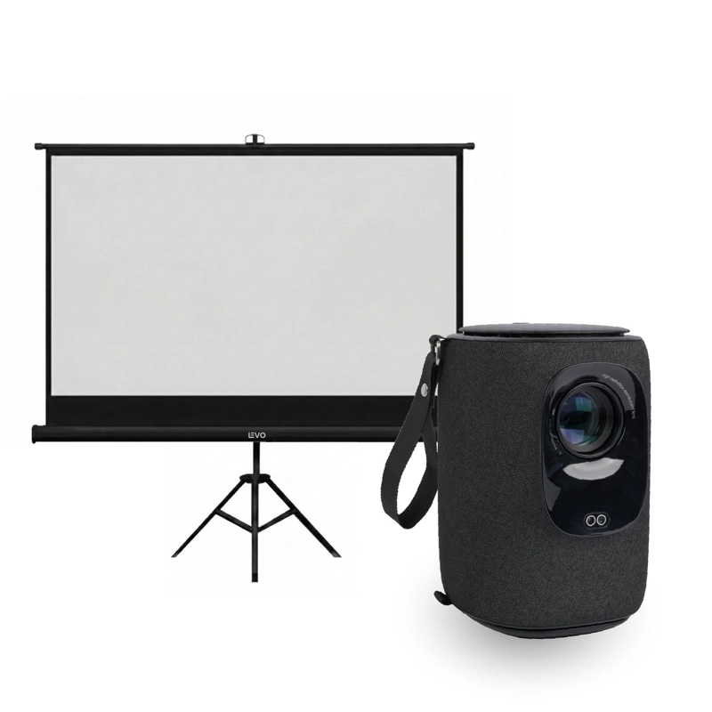 PROYECTOR PORTATIL NOVA 9000LM + TELON 60' NEGRO LEVO - 1