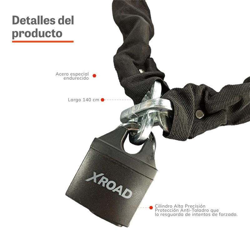 CADENA + CANDADO PARA RUEDA DE REPUESTO ANTIRROBO XROAD - 4