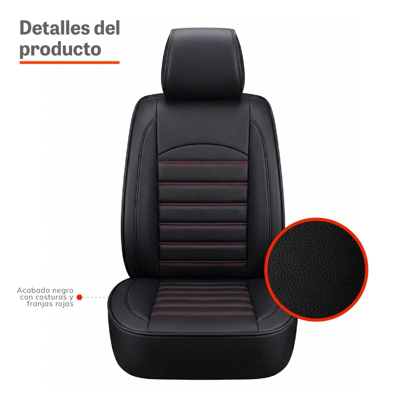 FUNDAS CUBREASIENTOS ECOCUERO NEGRO UNIVERSAL XROAD - 4