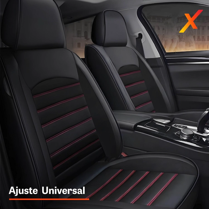 FUNDAS CUBREASIENTOS ECOCUERO NEGRO UNIVERSAL XROAD - 5