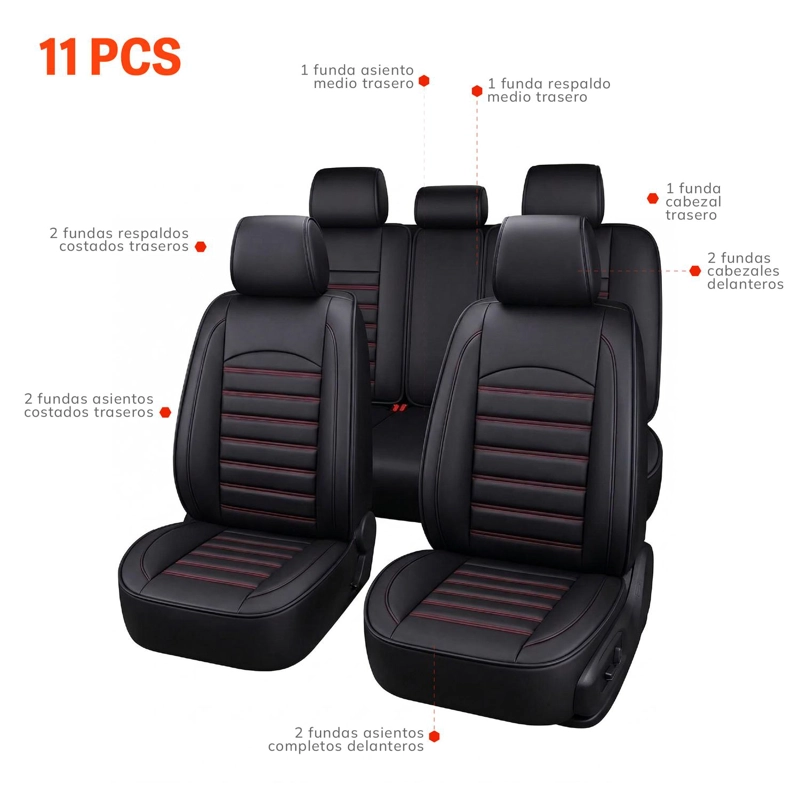 FUNDAS CUBREASIENTOS ECOCUERO NEGRO UNIVERSAL XROAD - 6