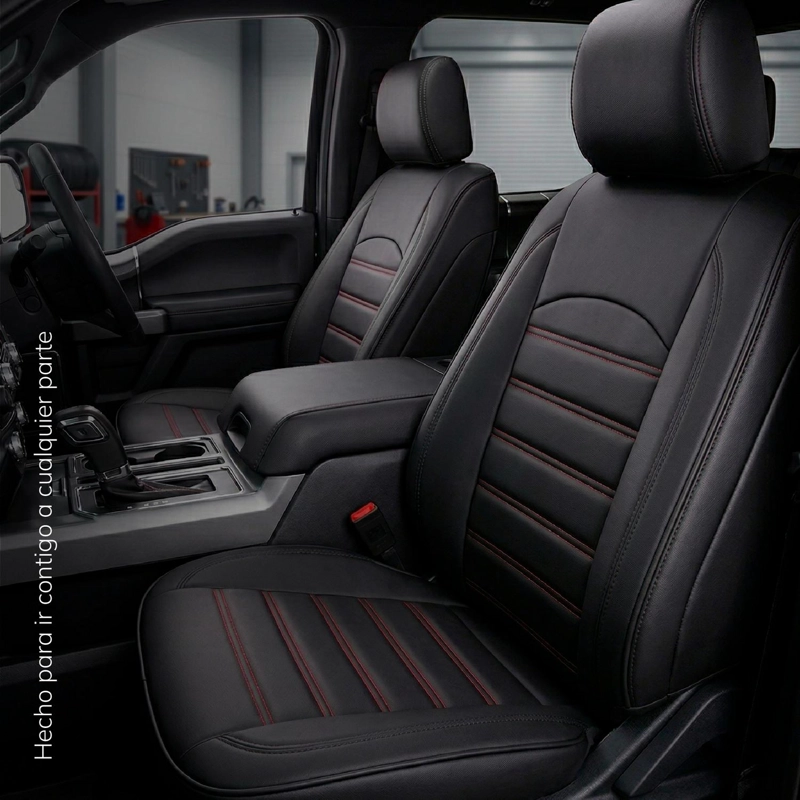 FUNDAS CUBREASIENTOS ECOCUERO NEGRO UNIVERSAL XROAD - 7
