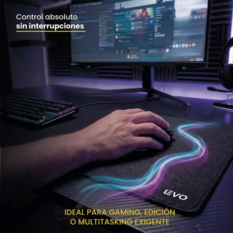 MOUSEPAD BATTLEMAT L 45X40 CM ANTIDESLIZANTE NEGRO LEVO - 3