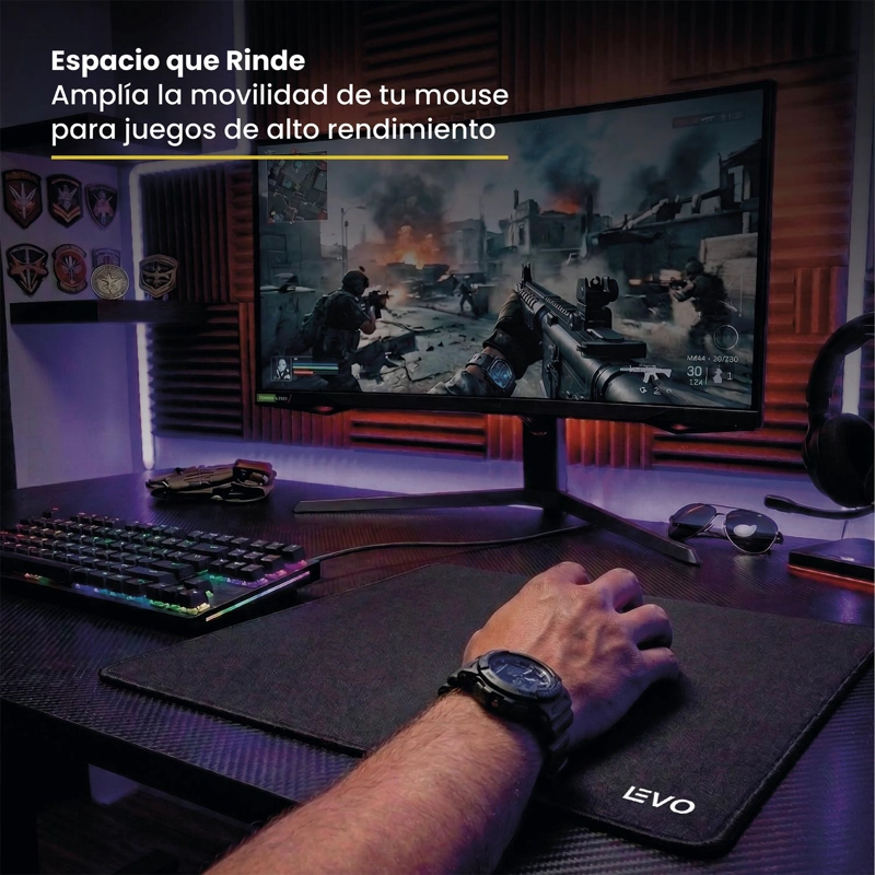 MOUSEPAD BATTLEMAT L 45X40 CM ANTIDESLIZANTE NEGRO LEVO - 5