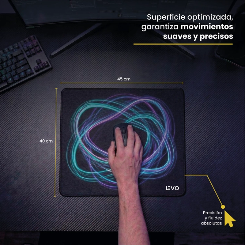 MOUSEPAD BATTLEMAT L 45X40 CM ANTIDESLIZANTE NEGRO LEVO - 6