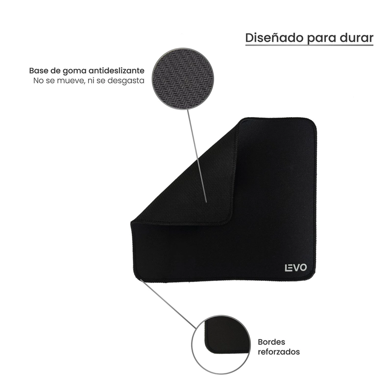 MOUSEPAD OFFICEPAD S 23X20 CM ANTIDESLIZANTE NEGRO LEVO - 4