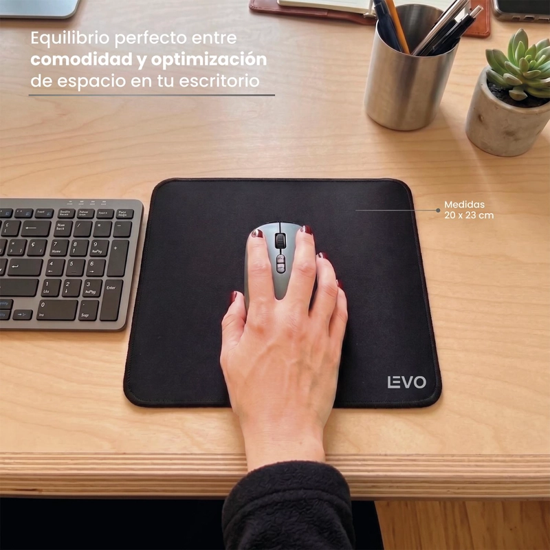 MOUSEPAD OFFICEPAD S 23X20 CM ANTIDESLIZANTE NEGRO LEVO - 6