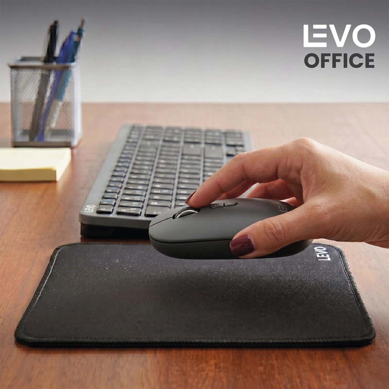 MOUSEPAD OFFICEPAD S 23X20 CM ANTIDESLIZANTE NEGRO LEVO - 7